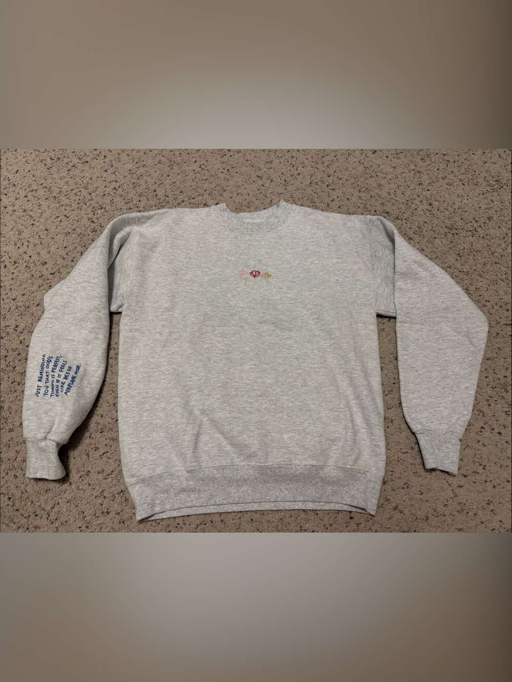 HWLF Women's Light Gray Crewneck Sweatshirt with Subtle Embroidery